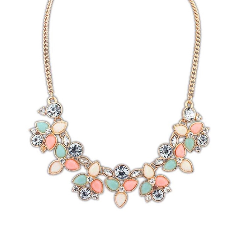 ⭐️⭐️ gold Statement necklace pink & mint